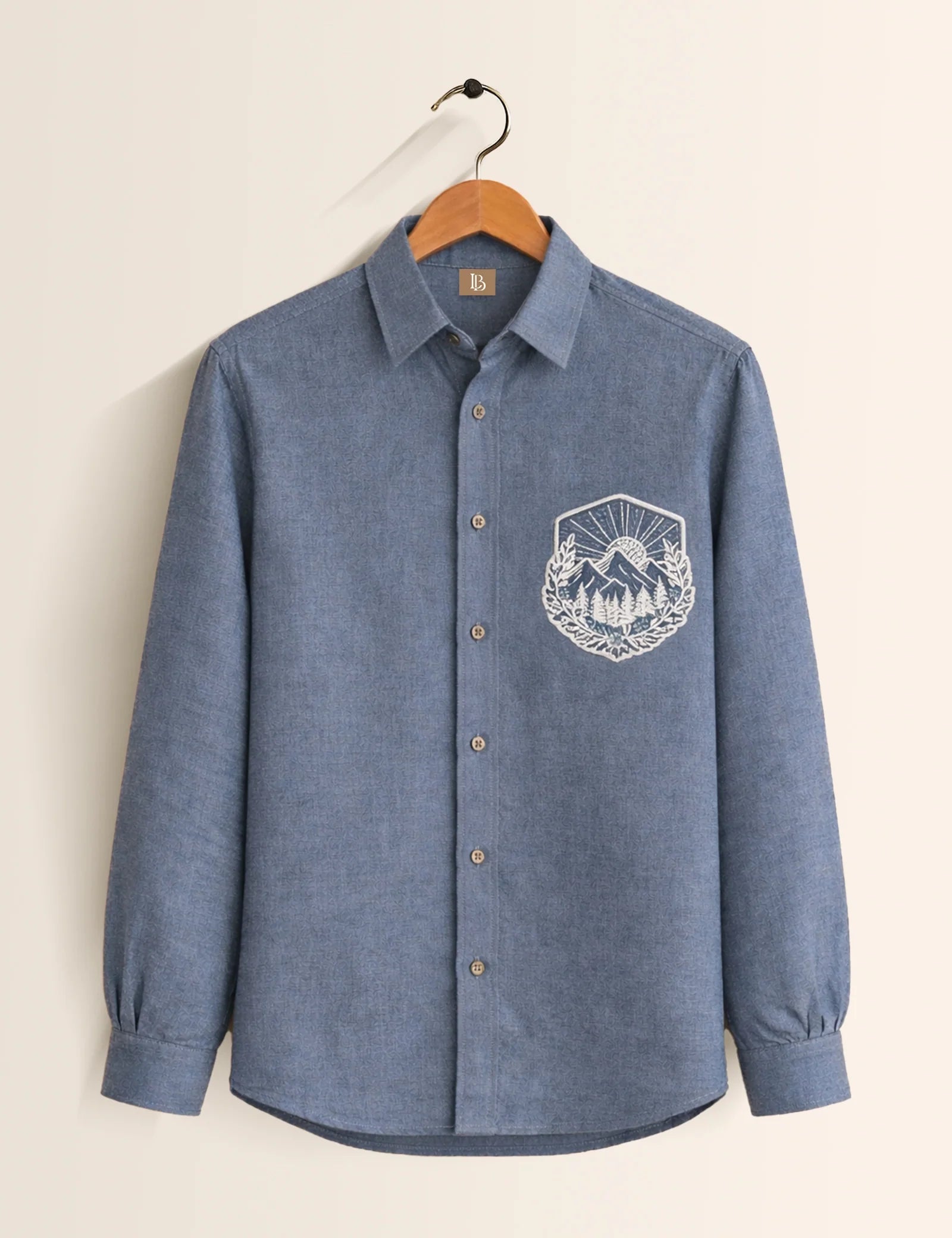 TODAYFUL＿Stitch Wool Shirts Blue Morning Threadwork Full Sleeve Shirt - XPST – Linan Bar