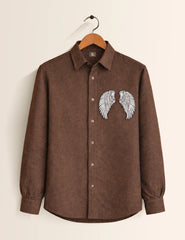 Brown Wing Threadwork Full Sleeve Shirt - XPST