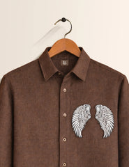 Brown Wing Threadwork Full Sleeve Shirt - XPST