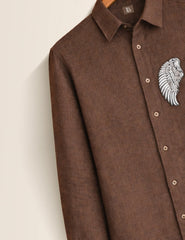 Brown Wing Threadwork Full Sleeve Shirt - XPST